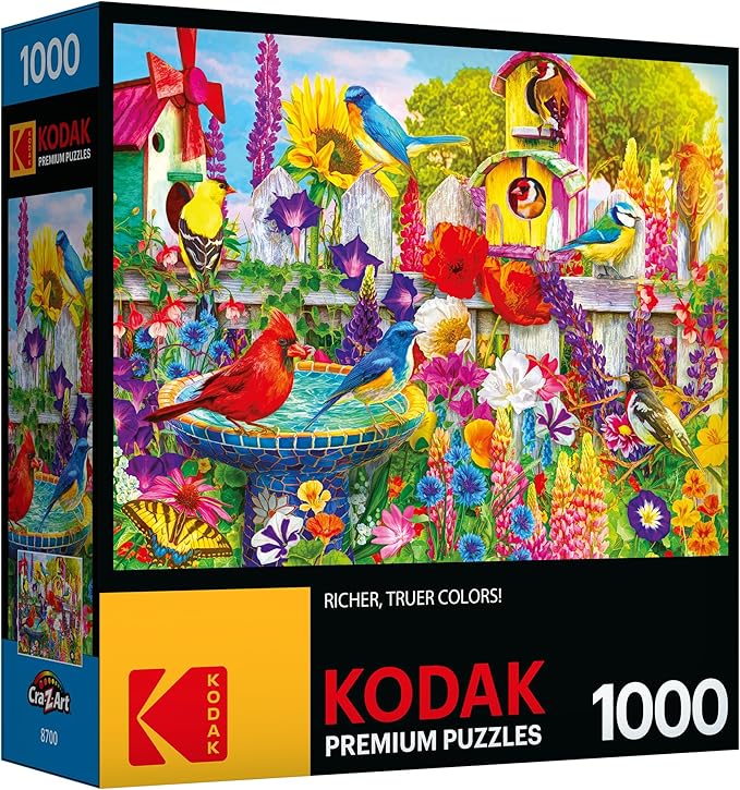 RoseArt - Kodak Premium - Bird Bath Garden - 1000 Piece Jigsaw Puzzle for Adults