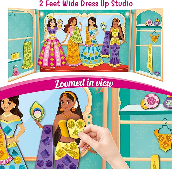 Imagimake DIY Magnetic Dress-Up Indian Princess | Pretend Play Toys for Kids | 30 Magnetic Dresses & Accessories | Interchange & Create Unlimited Outfits | Birthday Gift for 3,4,5,6,7,8 Year Old Girl