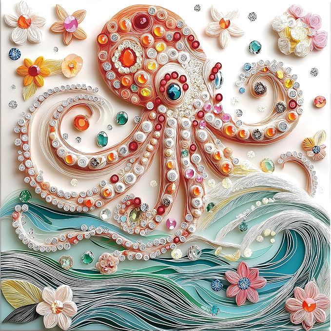 Puzzles for Adults 500 Pieces, Gem Octopus Impossible Hard Difficult Challenging Puzzles for Adults, Flowers Jigsaw Puzzle for Family Games Gift, 20 x 20 inch