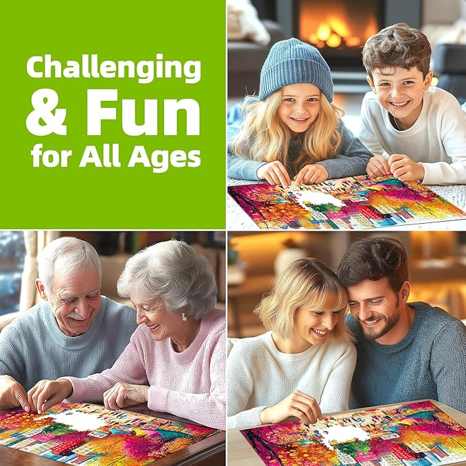 Puzzles for Adults 1000 Pieces, Autumn Market Impossible Hard Difficult Challenging Puzzles for Adults, Street View Jigsaw Puzzle for Family Games Gift, 27.5 x 19.7 inch