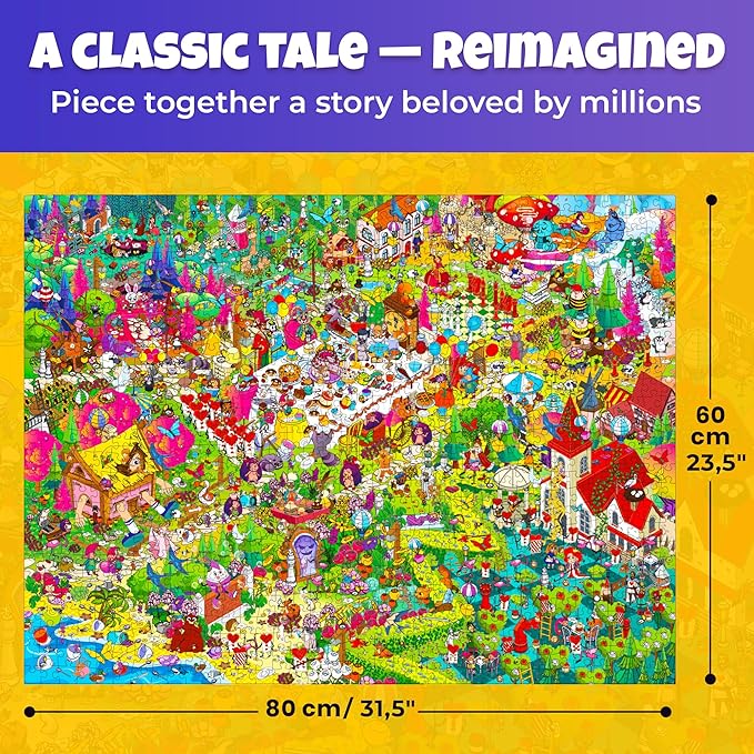 QUOKKA 1000 Piece Jigsaw Puzzle for Adults Alice in Wonderland – Puzzles for Adults 1000 Pieces Premium Box Packaging - Extra Fun Hidden Secrets & Audio Story – Perfect Relaxation Creativity Gift