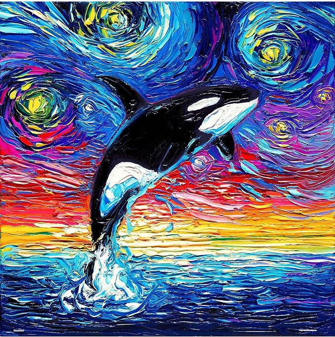 PieceRelax PieceClicks Plastic Jigsaw Puzzle for Adults 750 Pieces - Aja Trier - Orca Night - 18.8 X 18.7 Inches, Most Satisfying Table Games, No Glue Needed [U1101]