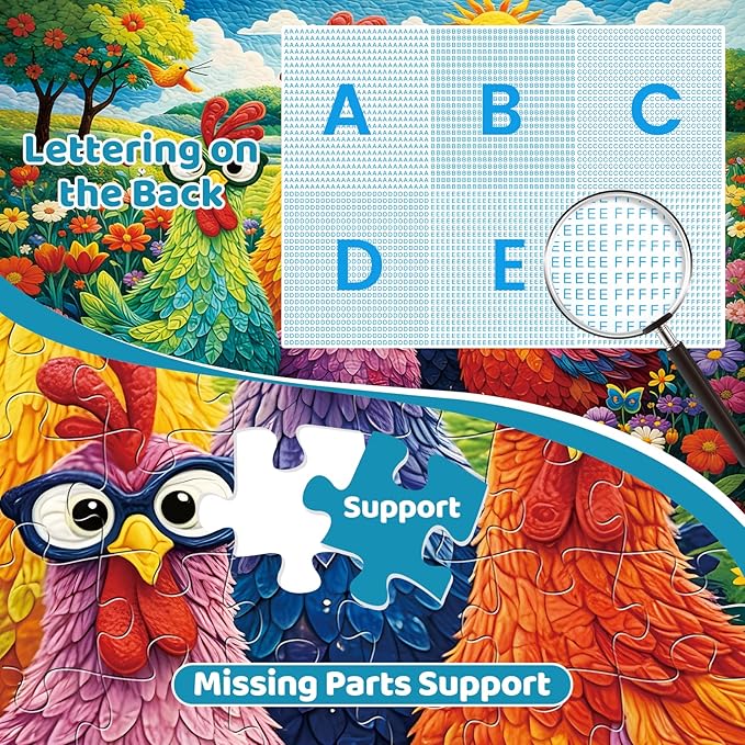 Puzzles for Adults 500 Pieces,Colorful Chicken Puzzle for Adults,Garden Farm Flower Animal Rooster Themed Jigsaw Puzzle for Seniors,Patchwork Art Challenge Puzzle & Holiday Party Gifts,20.5x15 in