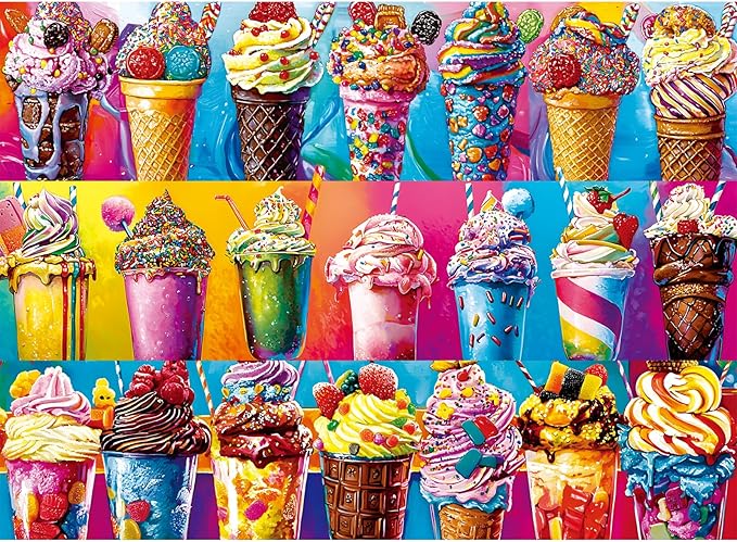 500 Piece Puzzles for Adults,Colorful Ice Cream Food Jigsaw Puzzle for Adults Seniors,Recycled Cardboard Summer Puzzle 500 Piece,Challenging Family Game Great Gift for Family Friends,20.5 x 15 in