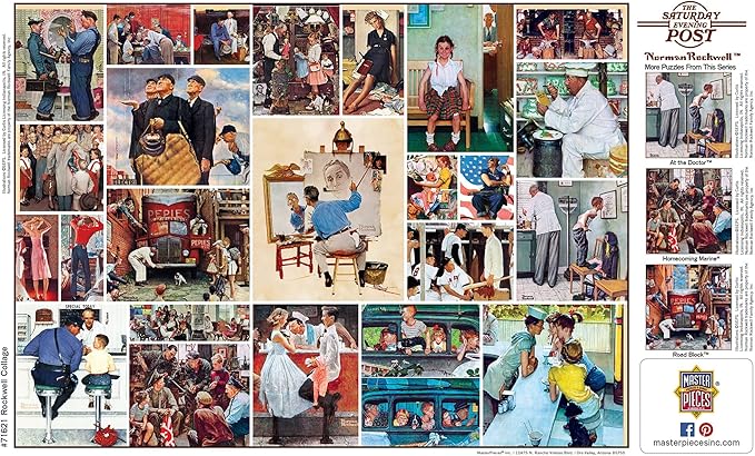 MasterPieces 1000 Piece Jigsaw Puzzle for Adults, Family, Or Youth - Rockwell Collage - 19.25"x26.75"
