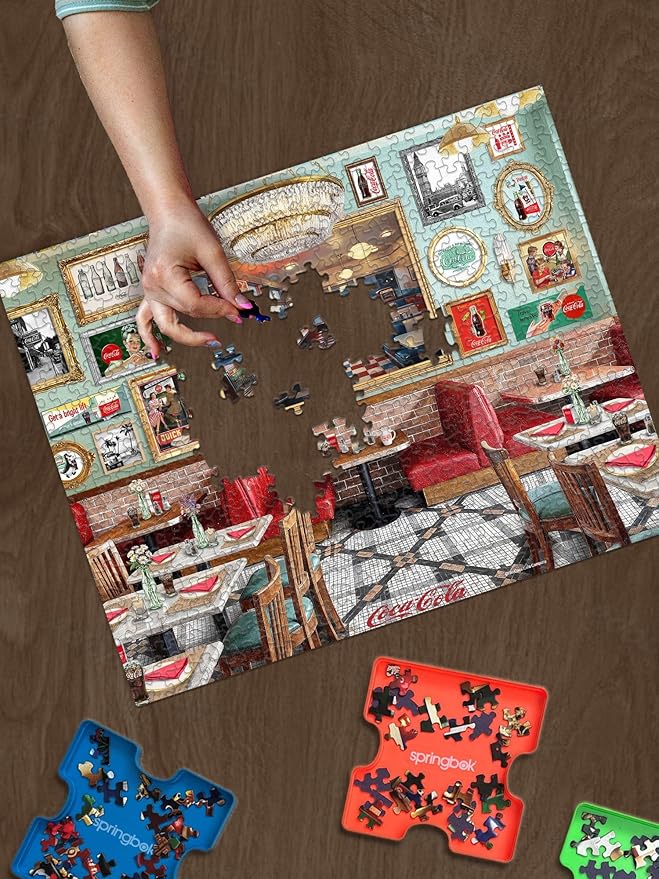 Springbok Coca-Cola Café 500 Piece Jigsaw Puzzle for Adults - Poster Now Included - Nostalgic Diner Puzzle - Unique Cut Pieces - Made in USA
