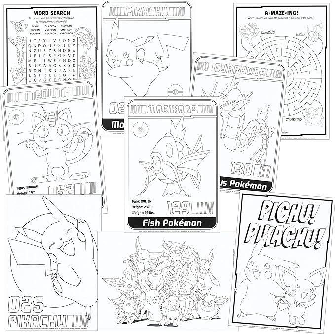 Bendon Pokemon Stickers Activity Set with Pokemon Coloring Book with Stickers, Reward Sticker Set, Craft Door Hanger