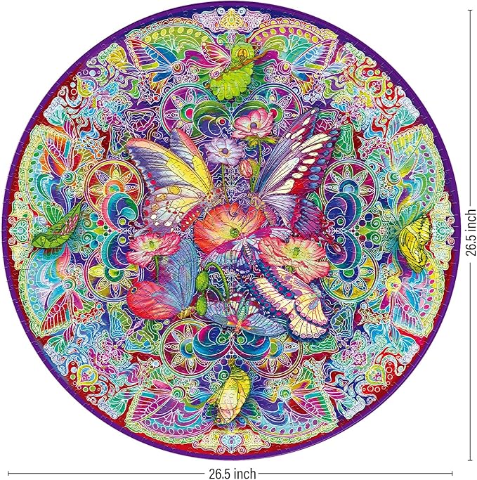 Antelope - 1000 Piece Mandala Puzzle for Adults, Mandala Morphe Jigsaw Puzzles 1000 Pieces,1000 Piece Round Puzzles, Butterfly Puzzles, High Resolution, Matte Finish, Smooth Edging, No Dust