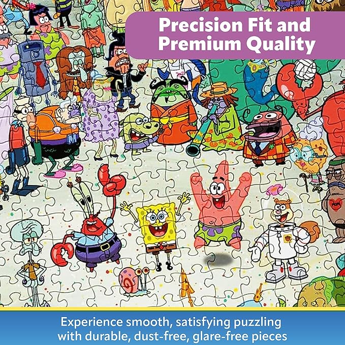AQUARIUS SpongeBob SquarePants Puzzle (1000 Piece Jigsaw Puzzle) - Officially Licensed SpongeBob Merchandise & Collectibles-Glare Free -Precision Fit -Virtually No Puzzle Dust-20x28 Inches, Multicolor