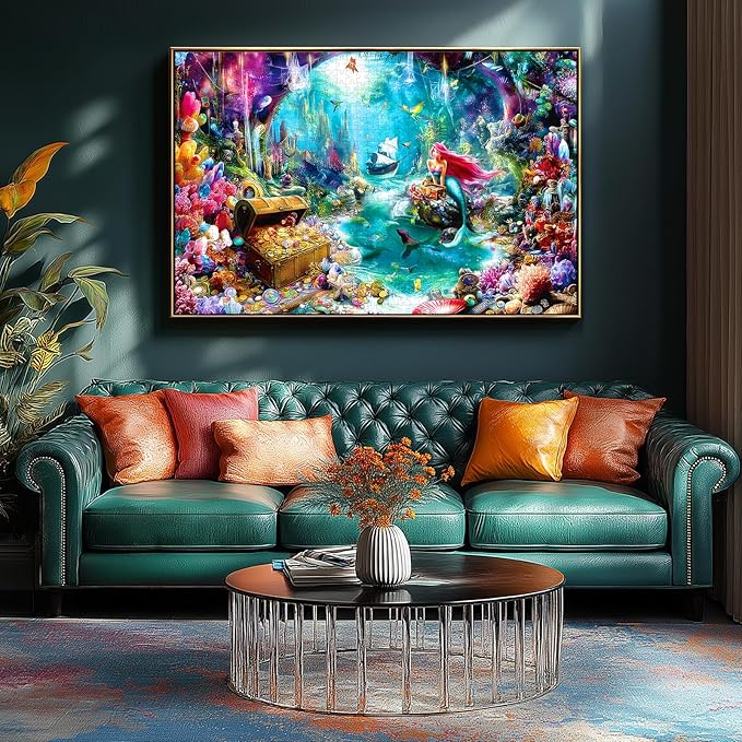 Magical Mermaid Realm 1000 Piece Puzzle for Adults, Fun Puzzles for Adults 1000 Pieces with HD Print & Poster, 27.5 * 19.7 in Dust Free, for Gifts Halloween Christmas Family Games Lovers