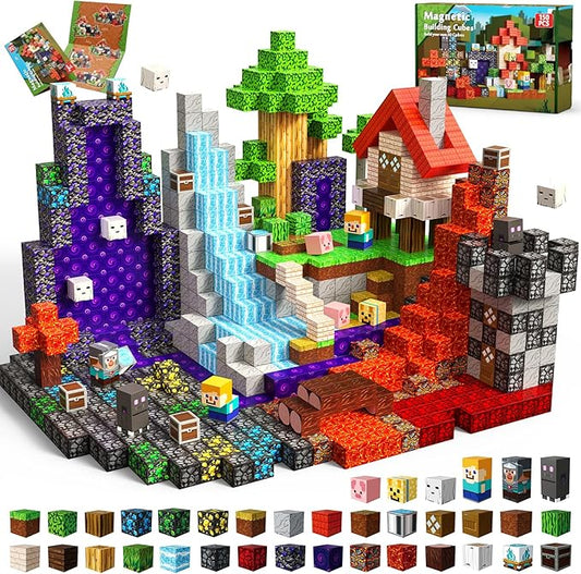 150 PCS Magnetic Blocks - Magnetic Building Blocks for Kids, Magnet Building Cubes for Boys Girls, STEM Montessori Sensory Toys Stacking for 3 4 5 6 7 8 9 10 11 12 13 Easter Birthday Gift