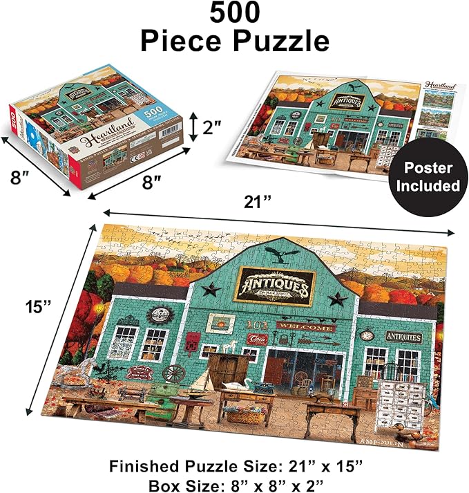 Masterpieces Antiques on Main Street Jigsaw Puzzle - 500 Pieces for Adults