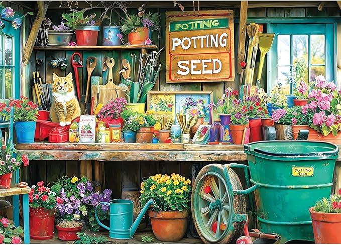 Puzzles for Adults 1000 Pieces, Garden Potting Station - Garden Shed Jigsaw Puzzle for Family Fun Decoration, Gifts, Party Game, Finished Size 27.5" x 19.7"