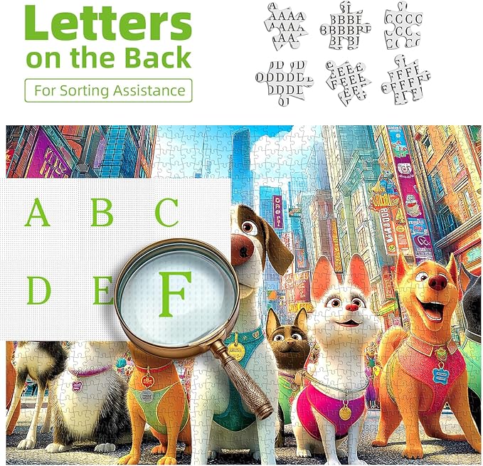 Blueforest 1000 Piece Puzzle for Adults - Cartoon City Pet Squad Art, 27.5x19.7 Inches Premium Jigsaw Puzzle for Game Nights Relaxation & Home Decor