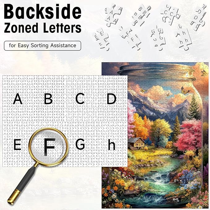 500 Piece Puzzles for Adults, World in a Bottle Landscape Fall Scenery Jigsaw Puzzle, Cardboard Puzzle with Letters on Back for Game Nights & Home Decor, 15×20 Inch