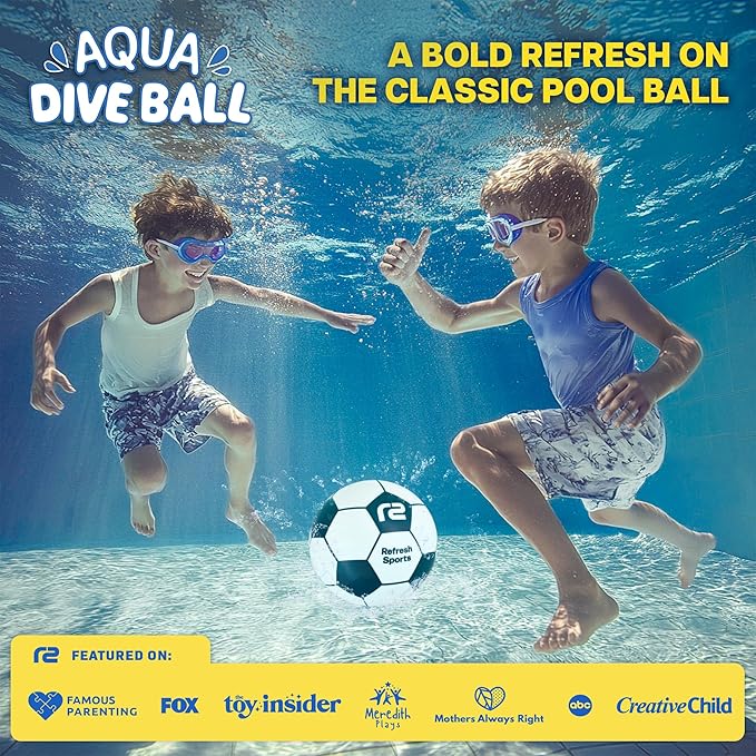 Aqua Dive Soccer Ball – Fun Underwater Pool Toy for Ages 8-12 – Outdoor Ball Game for Kids – Kick, Pass, or Catch – Ideal Water Toys for Summer Pool Parties & Beach Games - Fun Gift For Boys & Girls