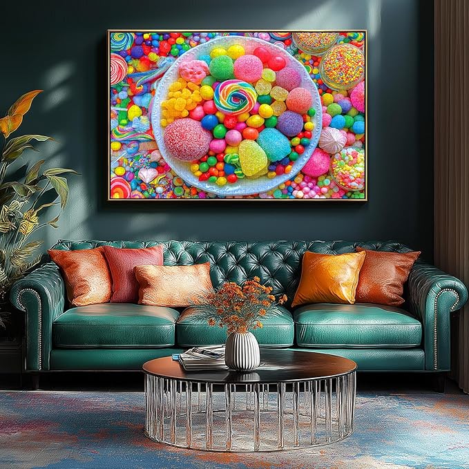 Colorful Candy Sweets 500 Piece Jigsaw Puzzle for Adults Vibrant Rainbow Gummies Candies Delicious Lollipops Desserts Design Puzzles with Letters on Back Fun Family Challenging Puzzle(23''×15'')