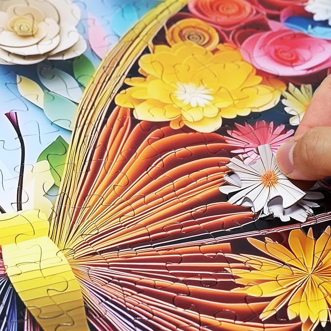 Think2Master Colorful Vibrant Flower Butterfly 500 Pieces Large Format Jigsaw Puzzle: 13+, Teens, Adults & Families. Paper Art High Resolution. Great Gift. Size: 26.8” X 18.9”