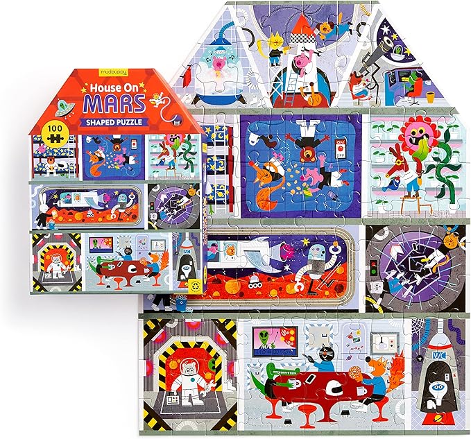Mudpuppy House on Mars 100 Piece House-Shaped Puzzle