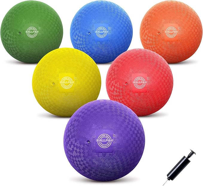 8.5 Inch Dodgeballs Playground Balls, Dodge Ball Set for Kids & Adults, Bouncing Kickballs Handball for Outdoor & Indoor Games - Includes Pump & Mesh Storage Bag
