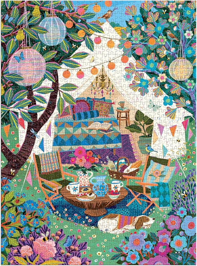 Galison Blooming Escape – 1000 Piece Jigsaw Puzzle Featuring Beautiful Artwork of A Luxurious Camp Scene