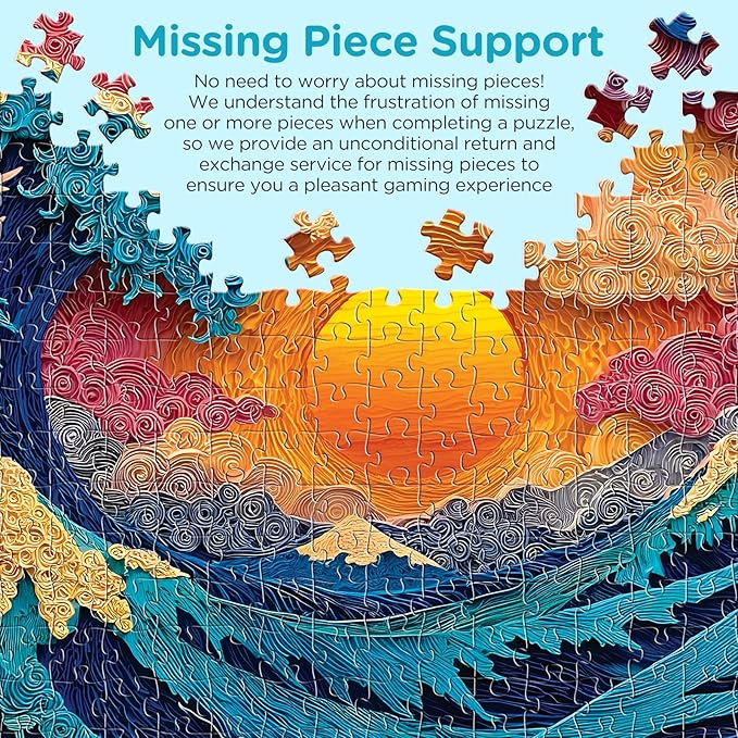 500 Piece Puzzles for Adults, Great Wave Jigsaw Puzzle, Unique Artwork, Recycled Cardboard Puzzle 500 Pieces Gift for Birthday, Home Decor, Fun for Family Entertainment Puzzle for Adults, 20.5 x15 in