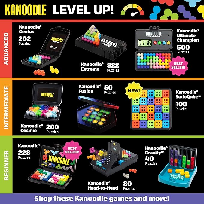 Educational Insights Kanoodle Extreme - 3D Brain Teaser Puzzles, Handheld Travel Games for Kids, Single Player Brain Game, Challenging Logic Puzzle Games and Gifts for Kids, Teens & Adults Ages 8+