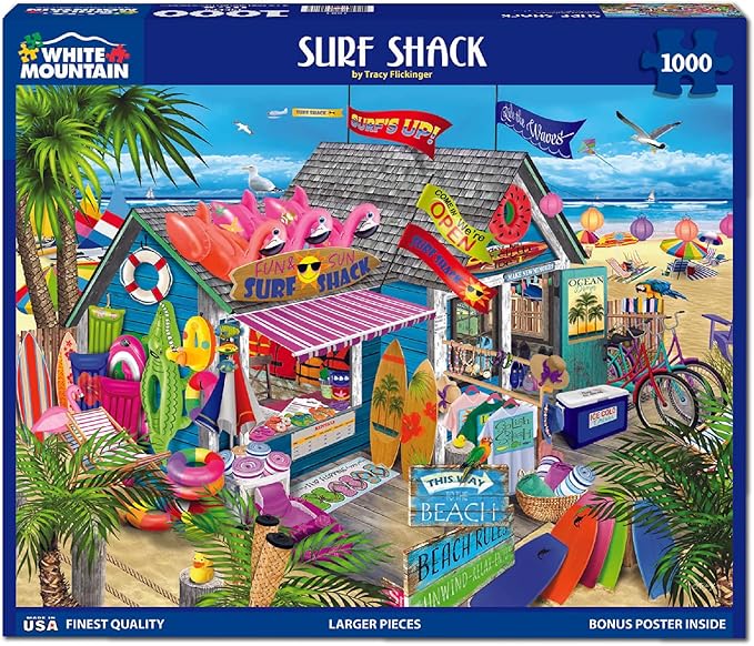 White Mountain 1000 Piece Jigsaw Puzzle Summer Beach Shop Puzzles with Large Pieces Gift for Adults and Family 24"x30" - Surf Shack