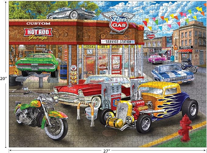 RoseArt - Chris Bigelow - Hot Rod Garage - 1000 Piece Jigsaw Puzzle for Adults