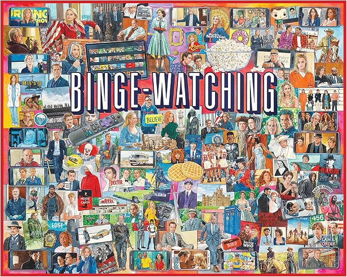White Mountain 1000 Piece Jigsaw Puzzle TV Shows Pop Culture Collage Puzzles with Large Pieces for Adults and Family 24"x30" - Binge Watching