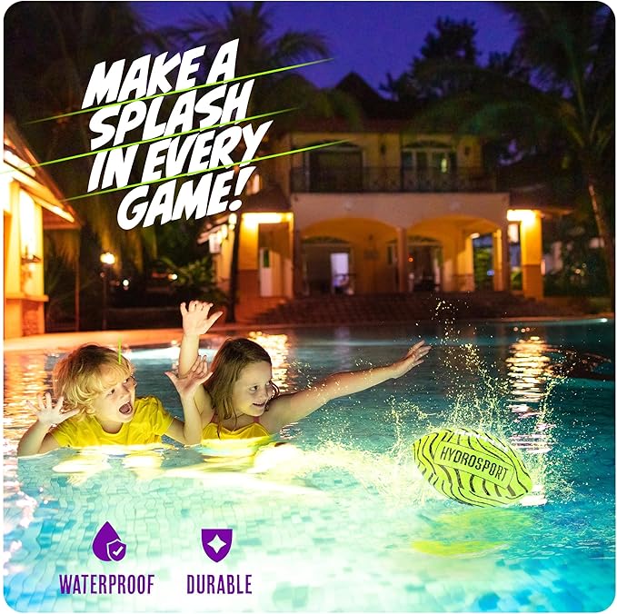 Light Up Water Football for Pool, Beach, Lake - Waterproof Pool Toys for Kids Ages 8-12 - Teen Boys Gift - Swimming Balls Sports - Family Games - Teens Boys & Adults Fun - Outdoor Accessories