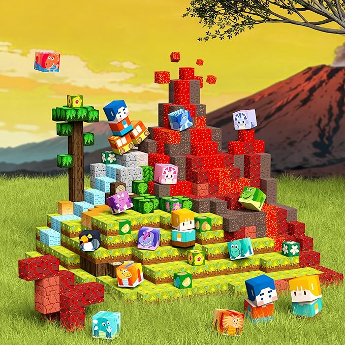 GobiDex 126PCS Magnetic Blocks Playset, Build Dinosaur MagWonder with Building Pretend Play Toys, STEM Montessori Travel Gift for Kids