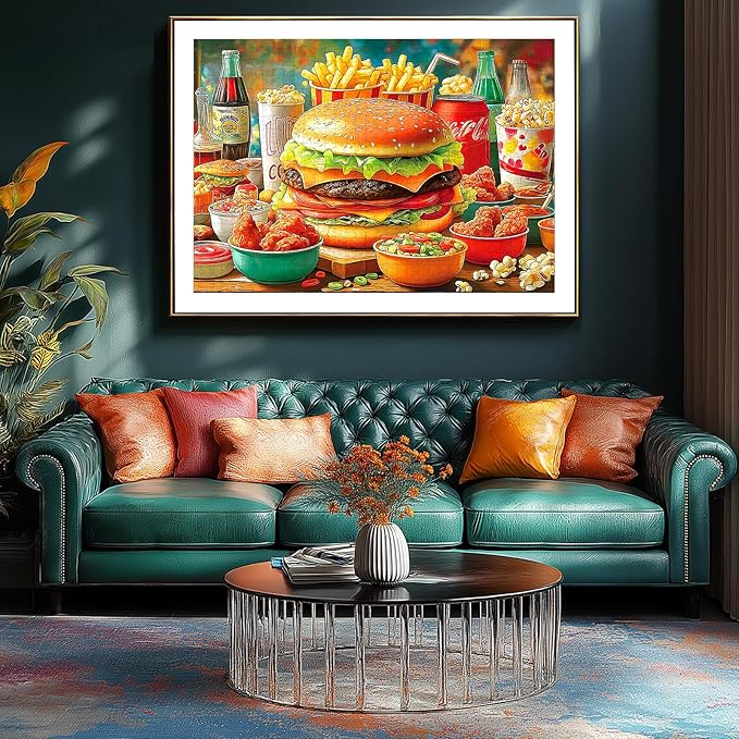 500 Piece Jigsaw Puzzle for Adults, Colorful Fast Food & Unique Cat/Drink Shaped Pieces, Fun Family Activity & Gift Idea for Food Lovers