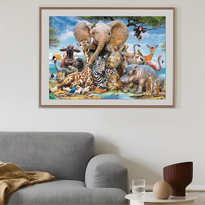 1000 Piece Jigsaw Puzzles for Adults Teens Kids - Fine Art Challenging, Wild Animals 1000Pcs Puzzle, Family Game Gift, Size 27"x20"