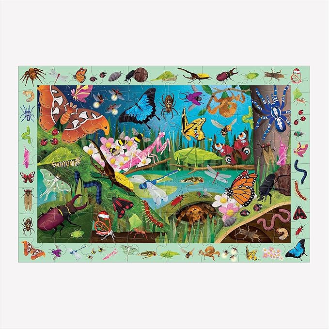 Mudpuppy Bugs & Butterflies — 64 Piece Search & Find Puzzle Jigsaw Puzzle Featuring Diverse Bugs and Insects and Over 40 Hidden Images to Find for Ages 4+