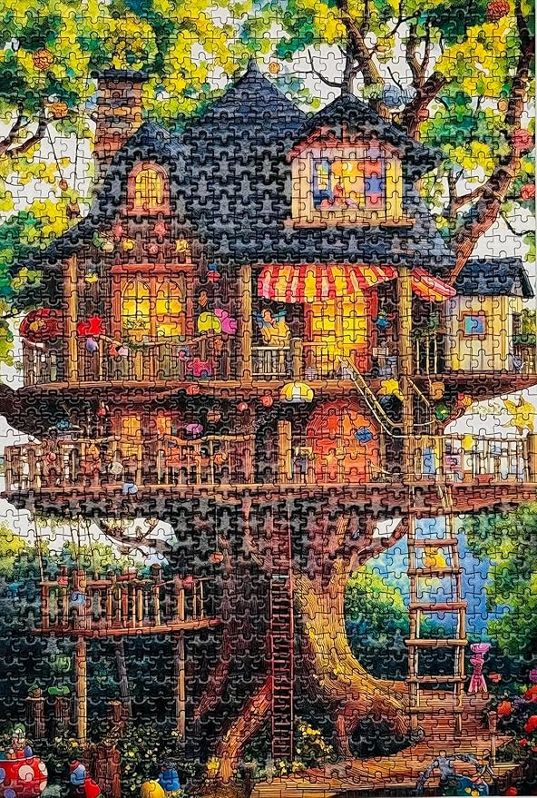 Tree House Puzzles for Adults 1000 Pieces, Fantasy Tree of Life Jigsaw Puzzles Clearance, Plant Challenging Adult Puzzles as Nature Décor (Finish Size: 15''x 10'')
