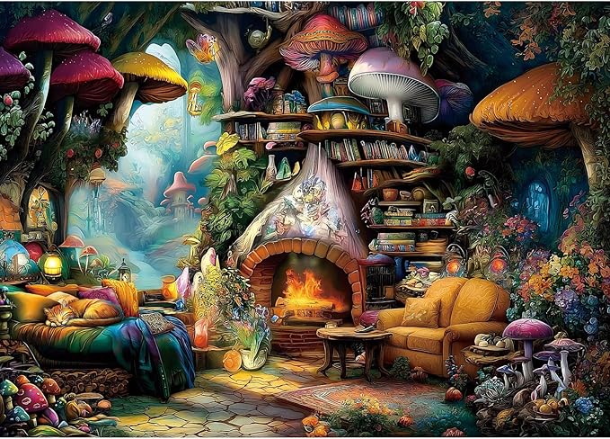 Blueforest 1000 Piece Jigsaw Puzzle for Adults - Magical Forest Living Room Scene, Intermediate Difficulty Puzzle with Premium Cardboard, 27.5"x19.7" Size for Relaxation, Family Bonding & Gifting