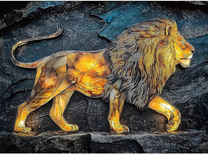 500 Piece Puzzles for Adults, Lion Jigsaw Puzzles 500 Pieces - Amber King, Impossible Puzzle for Home Decor, Finished Size 20.47 * 14.96”, with 1:1 Poster, Letter on The Back
