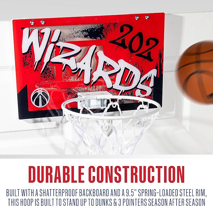 Franklin Sports NBA Team Over the Door Basketball Hoops - Kids Indoor Mini Basketball Hoop + Ball Set - NBA Fan Mini Hoops
