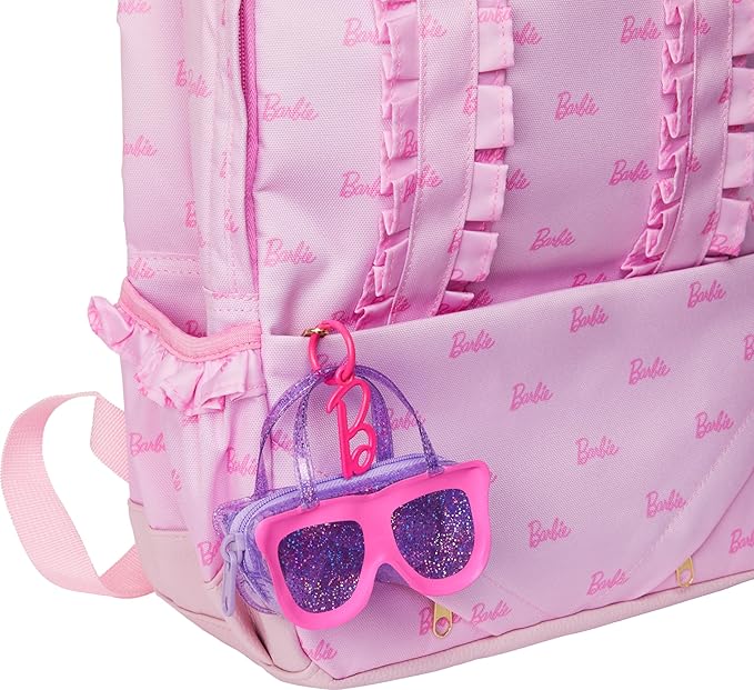 Barbie Clothes & Accessories, Deluxe Sunglasses-Shaped Bag with Keychain, Multicolor Gingham Dress & Summery Accessories for Fashion Dolls