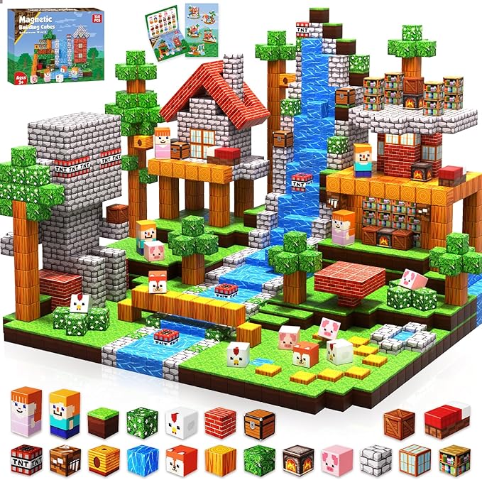 150PCS Magnetic Blocks - Magnetic Building Blocks, Stacking Magnets for Kids, Sensory Toy for STEM Montessori Sensory Toys for Kids 3+ Boys and Girls Christmas Birthday Gifts