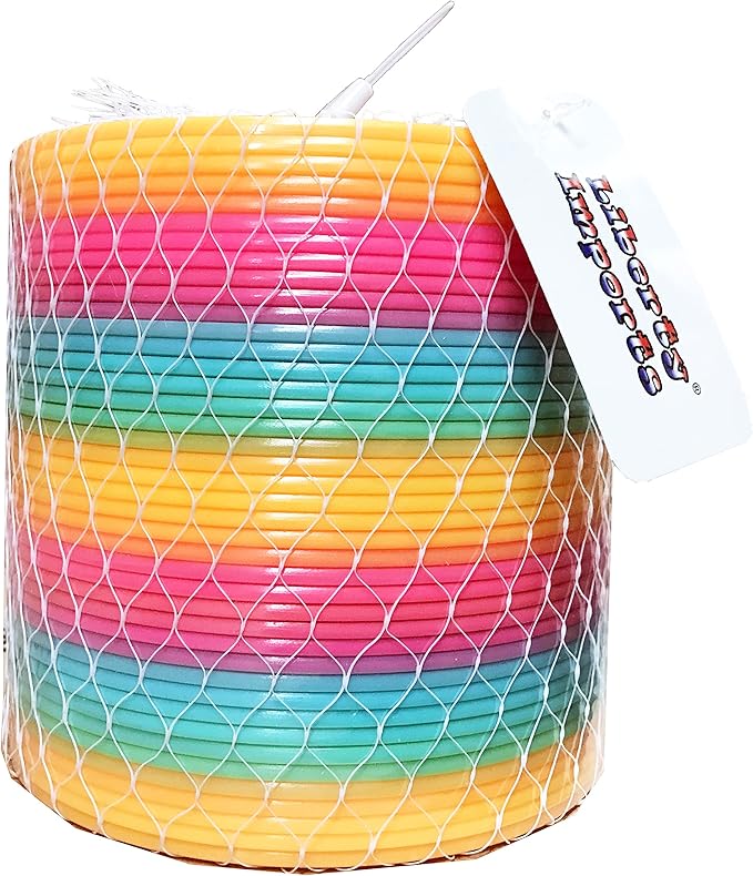 Liberty Imports 6" Jumbo Rainbow Coil Spring - Giant Classic Novelty Toy, Big Fun Large Magic Walking Magic Spring for Fidget and Stress Relief - Great Gift for Kids, Adults (Round)