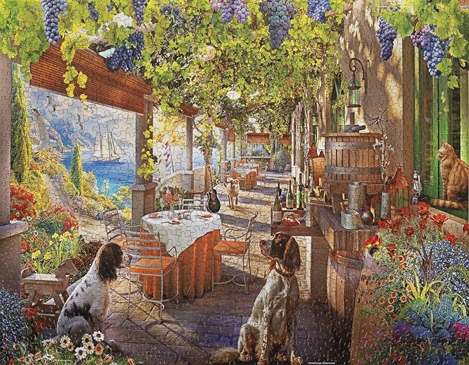 Springbok Vineyard Porch 1000 Piece Jigsaw Puzzle for Adults - Oceanside Winery - Unique Cut Pieces - Made in USA