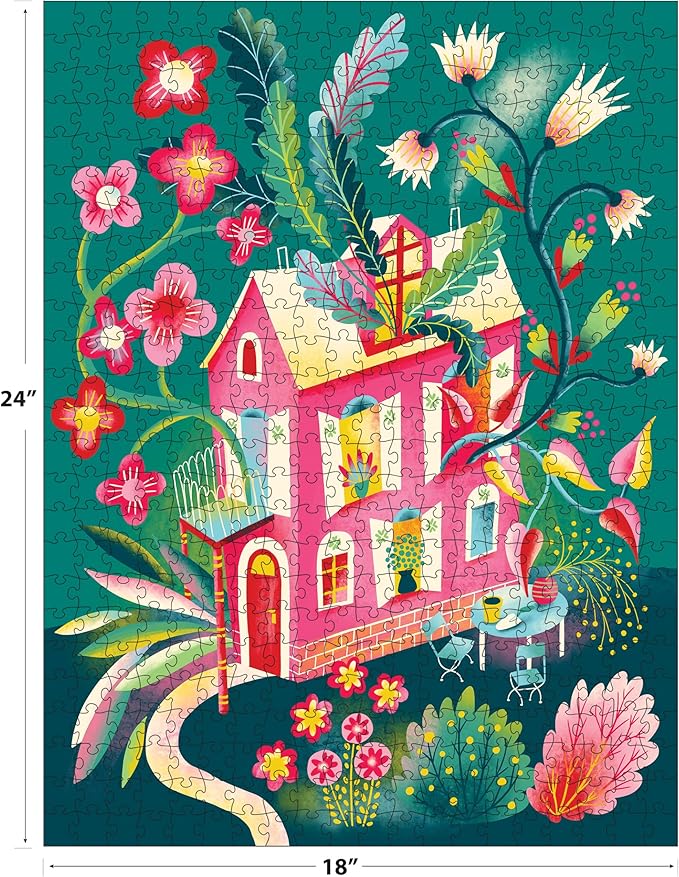 RoseArt - Home Sweet Home 500 Piece Double-Sided Jigsaw Puzzle – Matte & Glossy Sides – Joy of Home and Nature Puzzle for Adults - 2-in-1 Puzzle with Bonus Poster