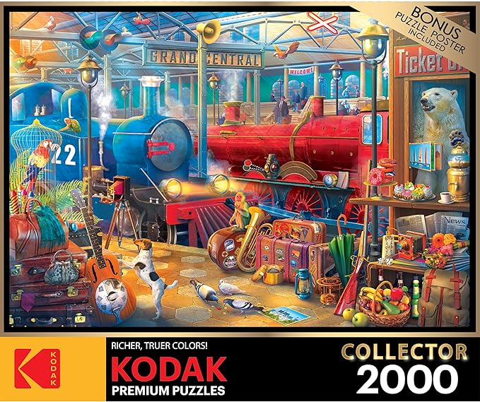 RoseArt - Kodak Premium Collector - Train Station - 2000 Piece Jigsaw Puzzle for Adults