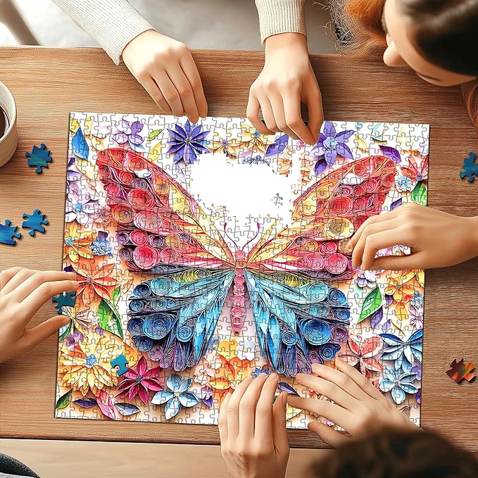 500 Pieces Puzzles for Adults, Butterfly Jigsaw Puzzles Clearance Colorful Paper Art Flower Butterfly for Family Fun Party Challenging Game Gifts Decoration (20 x 20 Inch)