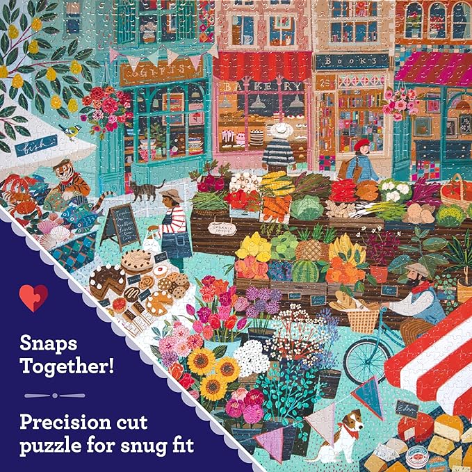 eeBoo 1000 Piece Puzzle - English Green Market Jigsaw Puzzle for Adults, Square 23" x 23" Made with Recycled Board & Vegetable-Based Ink