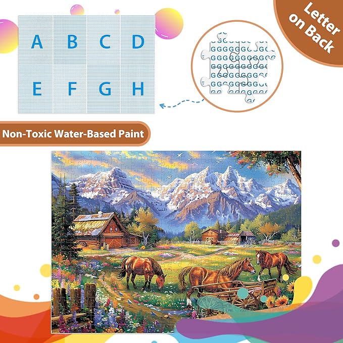 500 Piece Jigsaw Puzzle for Adults - Flowers, Mountain, Horse Themes - Funny Challenging Gift for Family Friends, 21 x 15 in