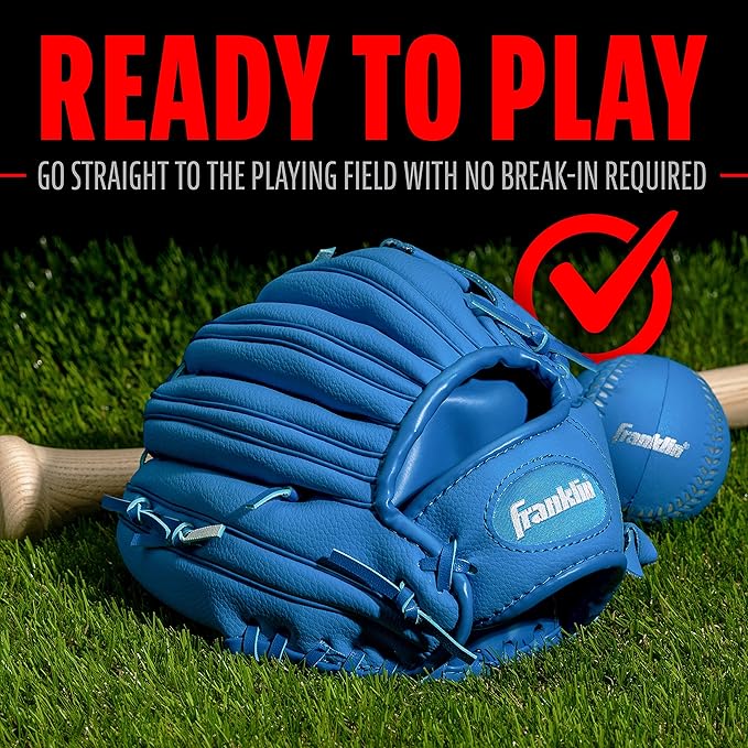 Franklin Sports Kids Baseball Gloves - RTP Youth Teeball Glove + Ball Set - Boys + Girls Teeball Mitt - Kids + Toddlers - 9.5"