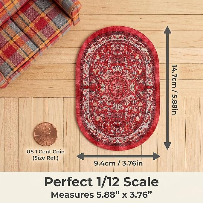 4pcs Dollhouse Rug Sets,1/12 Miniature Accessories Kits for Dollhouse and Decorations,Which Including 4 Colors Welcome Floor Blanket Carpet for Furniture Indoors